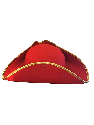 Шляпа Треуголка Красный-Золотой