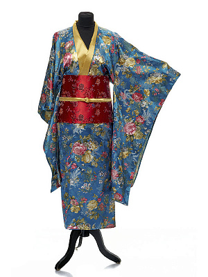 Костюм "Японский" женский Голубой-Разноцветный