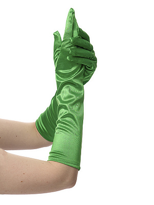 Перчатки женские атласные до локтя Зеленый