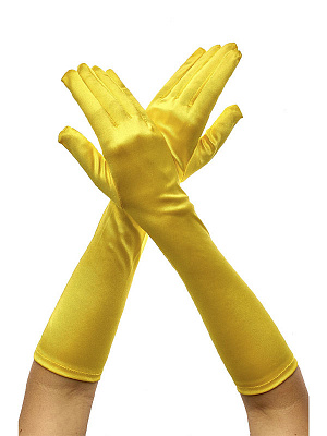 Перчатки атласные, до локтя, размер 6-8, длина 38 см. Желтый